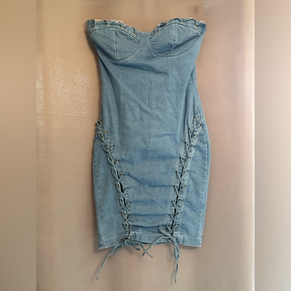 Fashion Nova Strapless Denim Dress